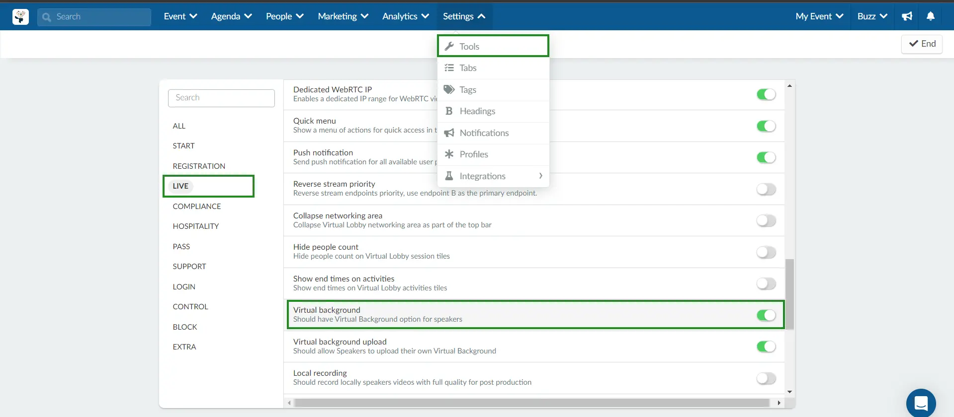 Enabling virtual background