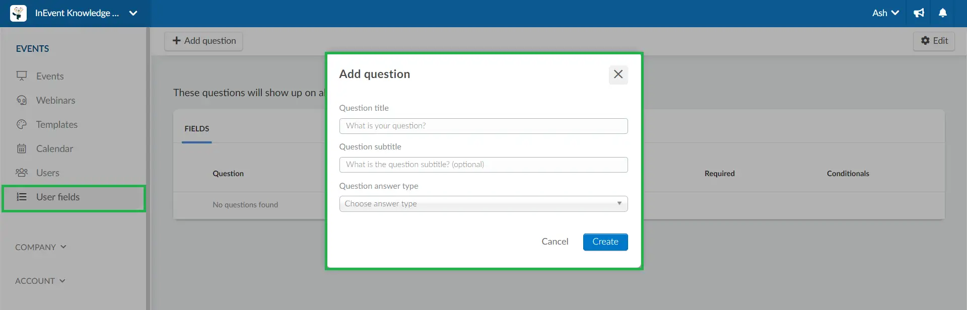 displays how to add question at global fields