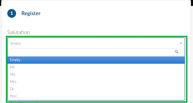 Salutation drop-down
