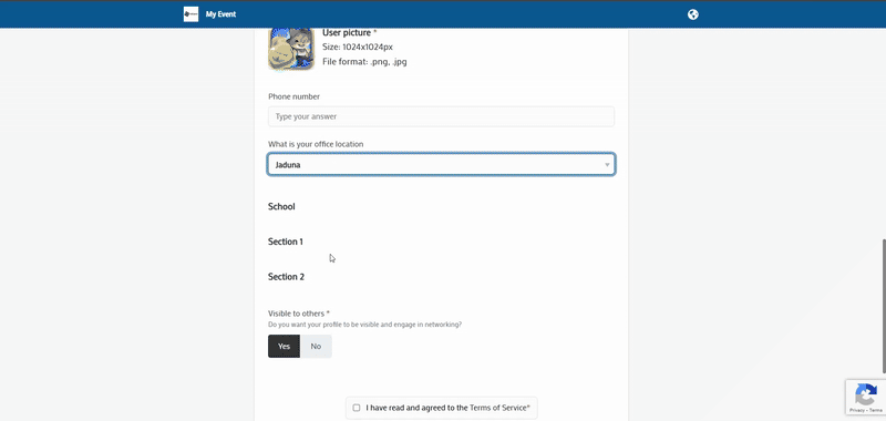 Recaptcha on registration form