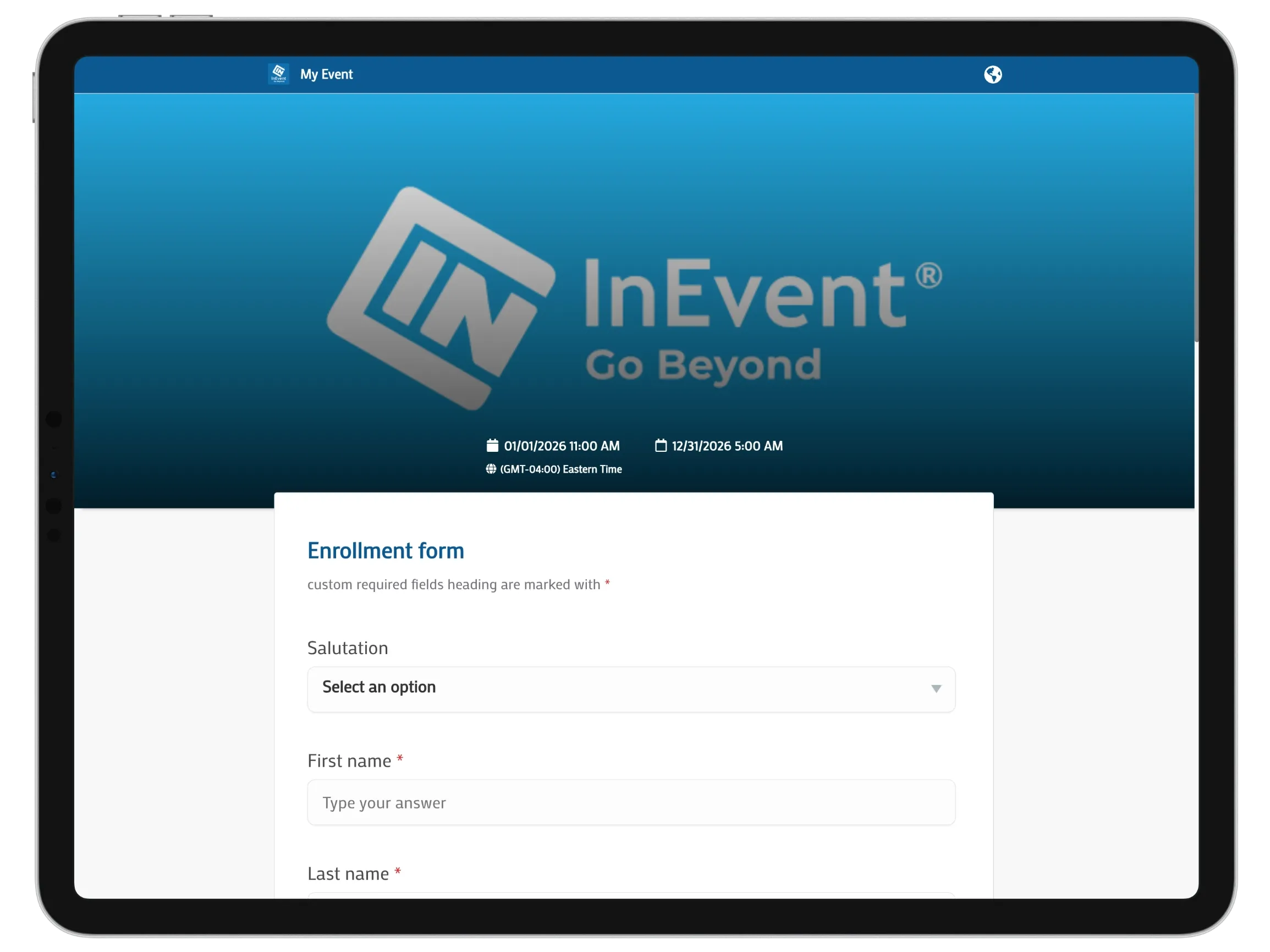 Screenshot showing the Kiosk mode in an iPad.