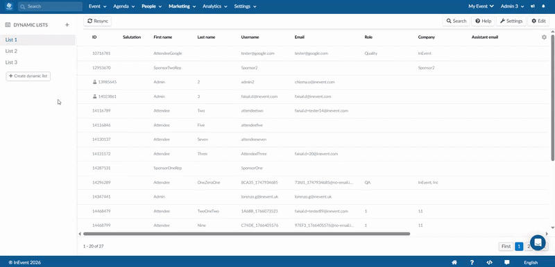 resync button for dynamic list