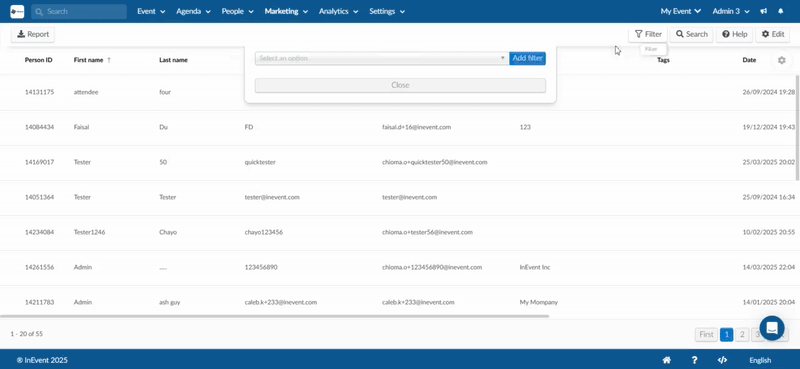 Gif showing filters on the Applicants page.