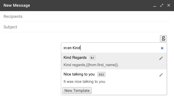 Filter templates in the Autocomplete dialog