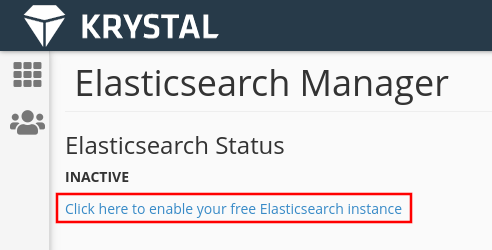 elastic search manager, select the link to request an instance