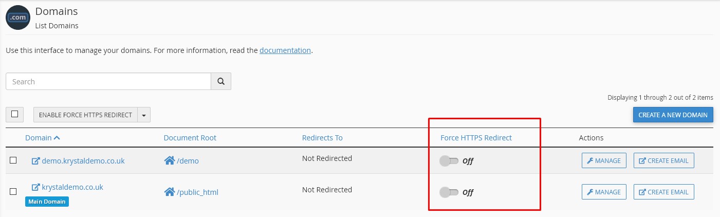 cpanel force https