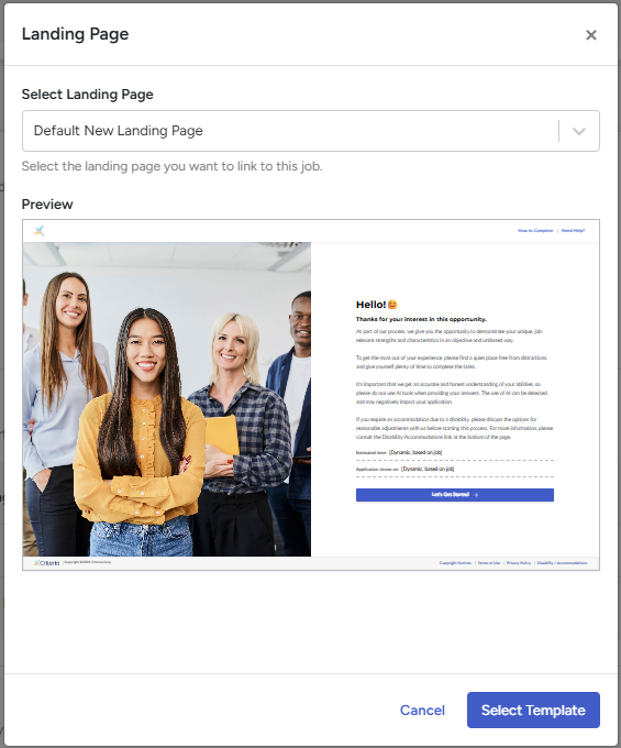 landing page