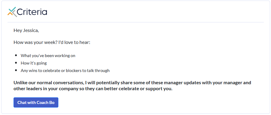 Weekly Check-In email