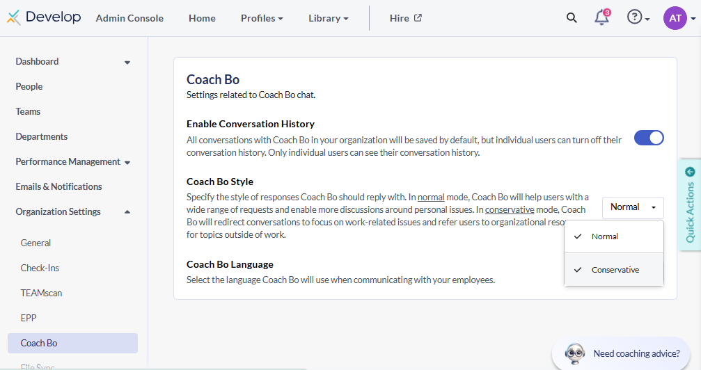 Coach Bo Conservative