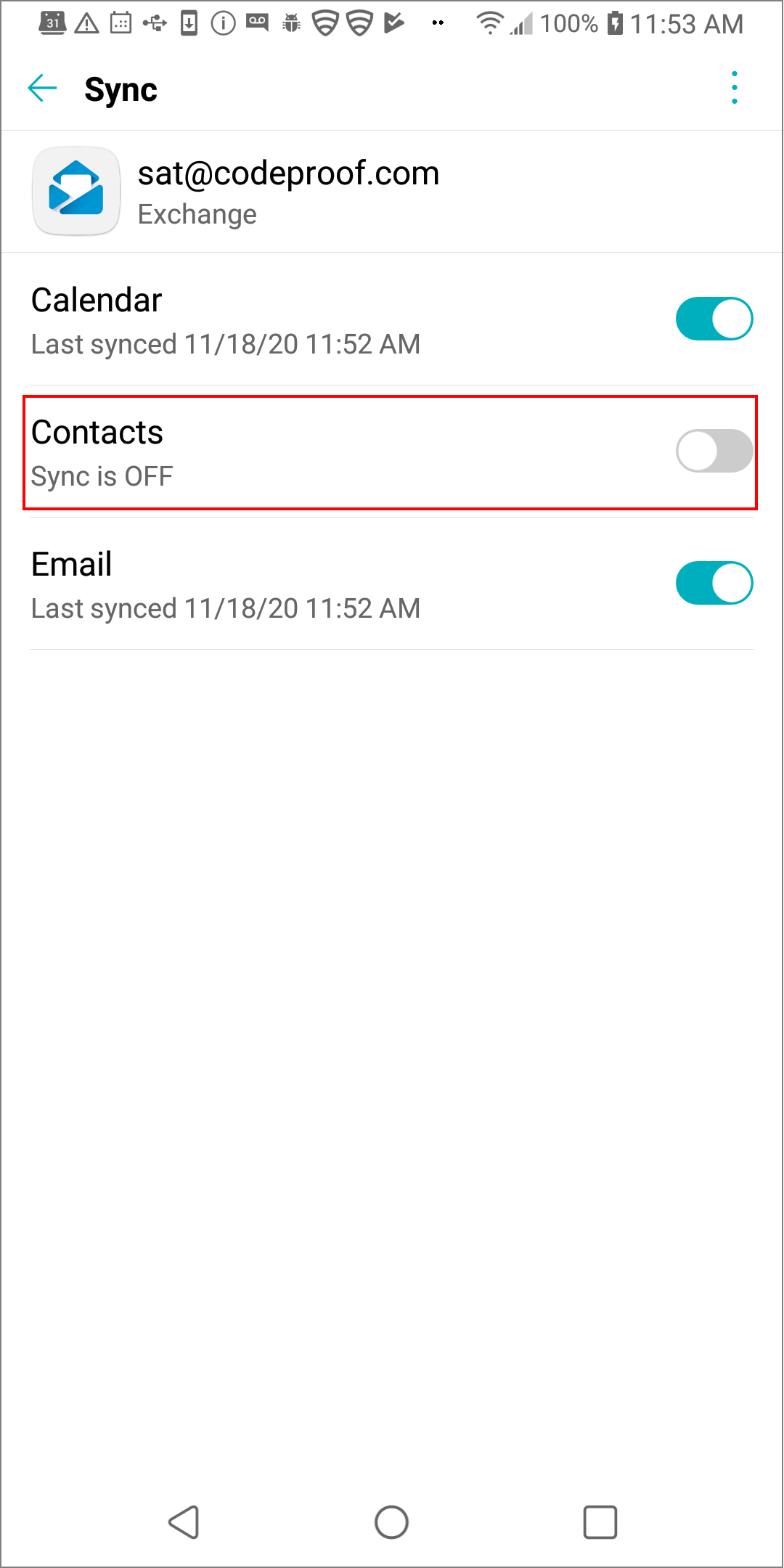 Disable or Enable Email Account Sync Options in Android