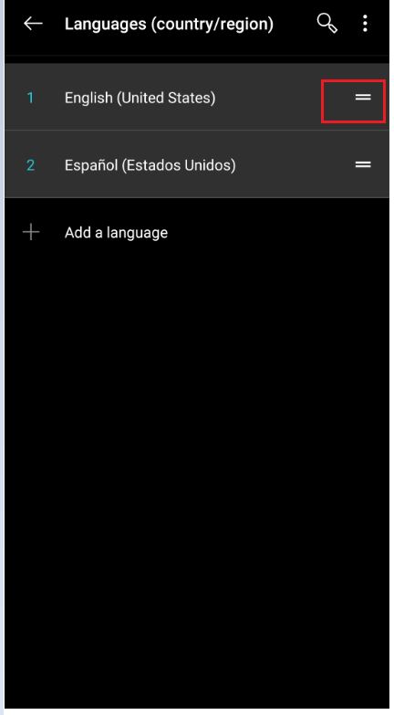 Changing Android device disply language