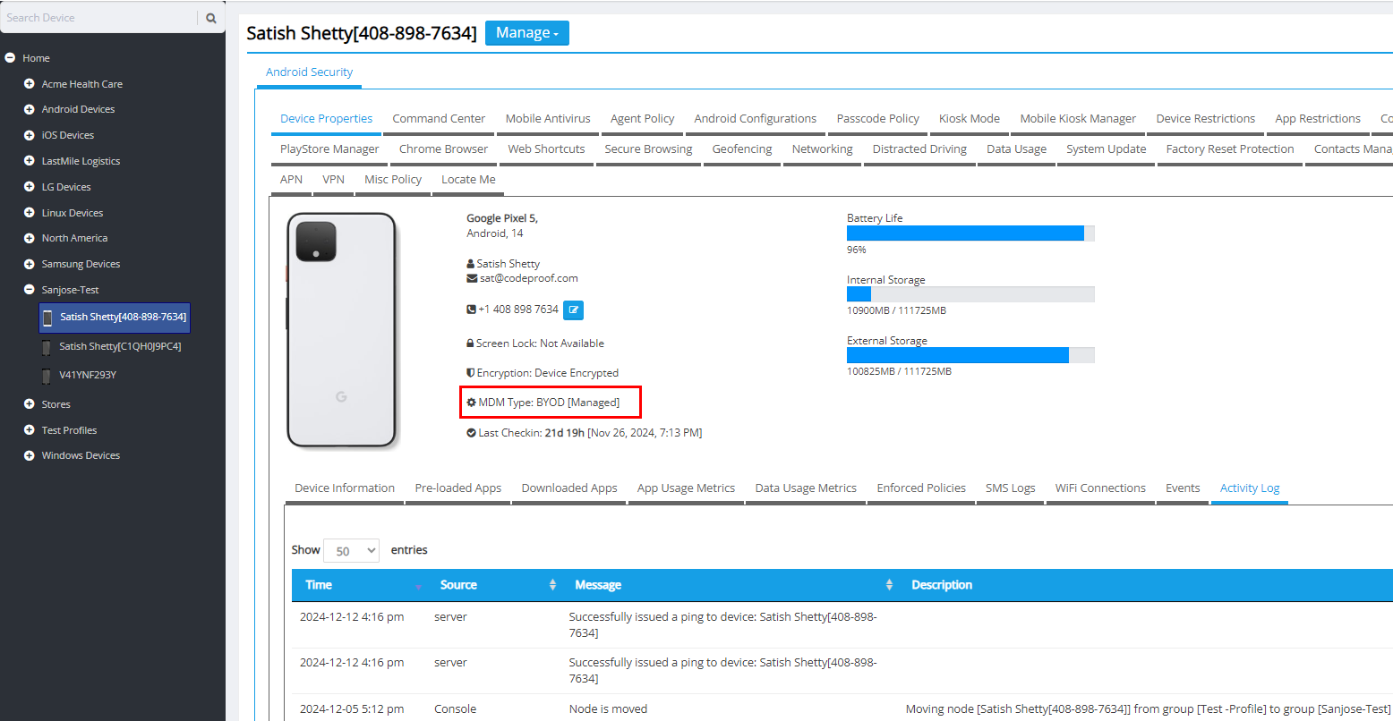 Mobile Policy Manager rendering device