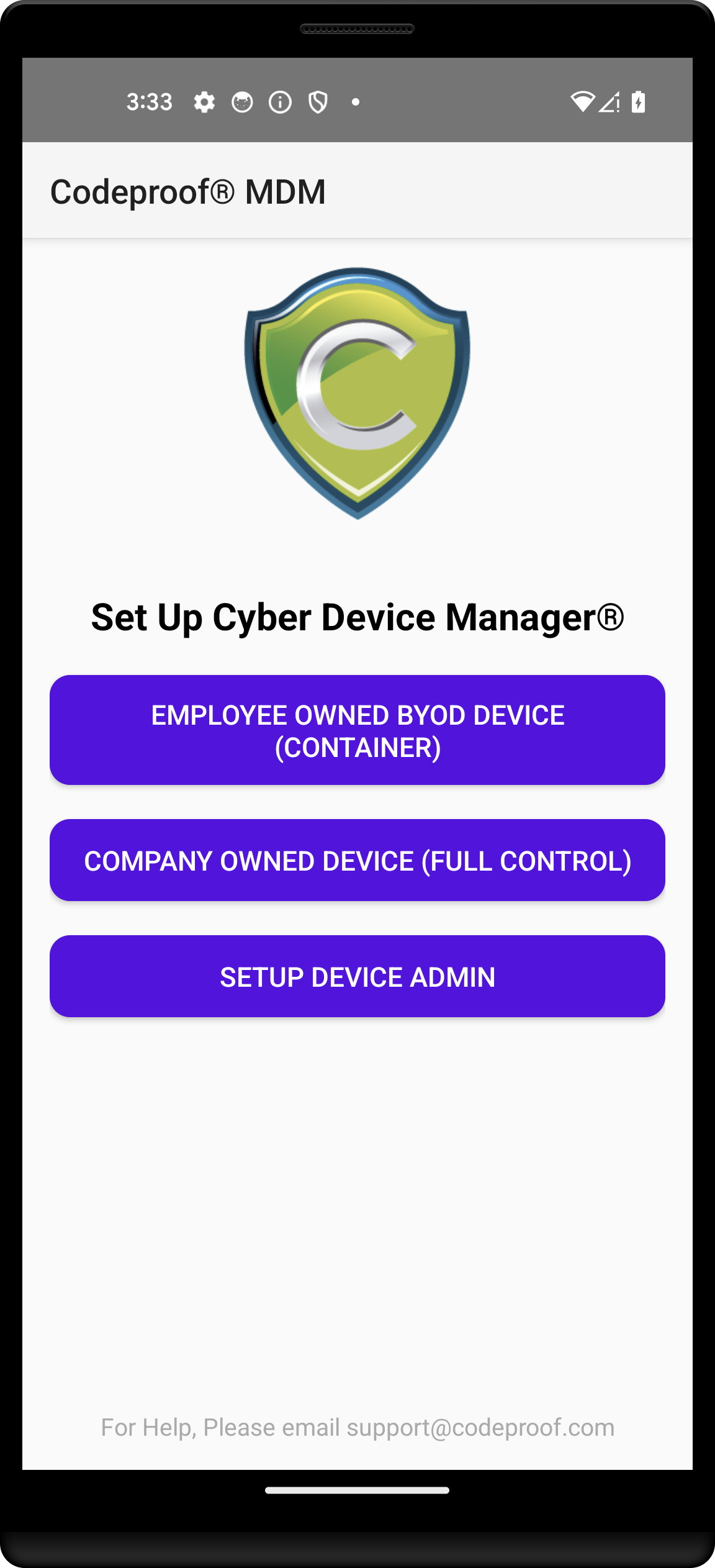 Codeproof Android MDM app