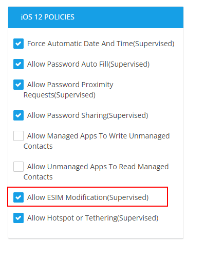 AllowESIMModification restriction policy