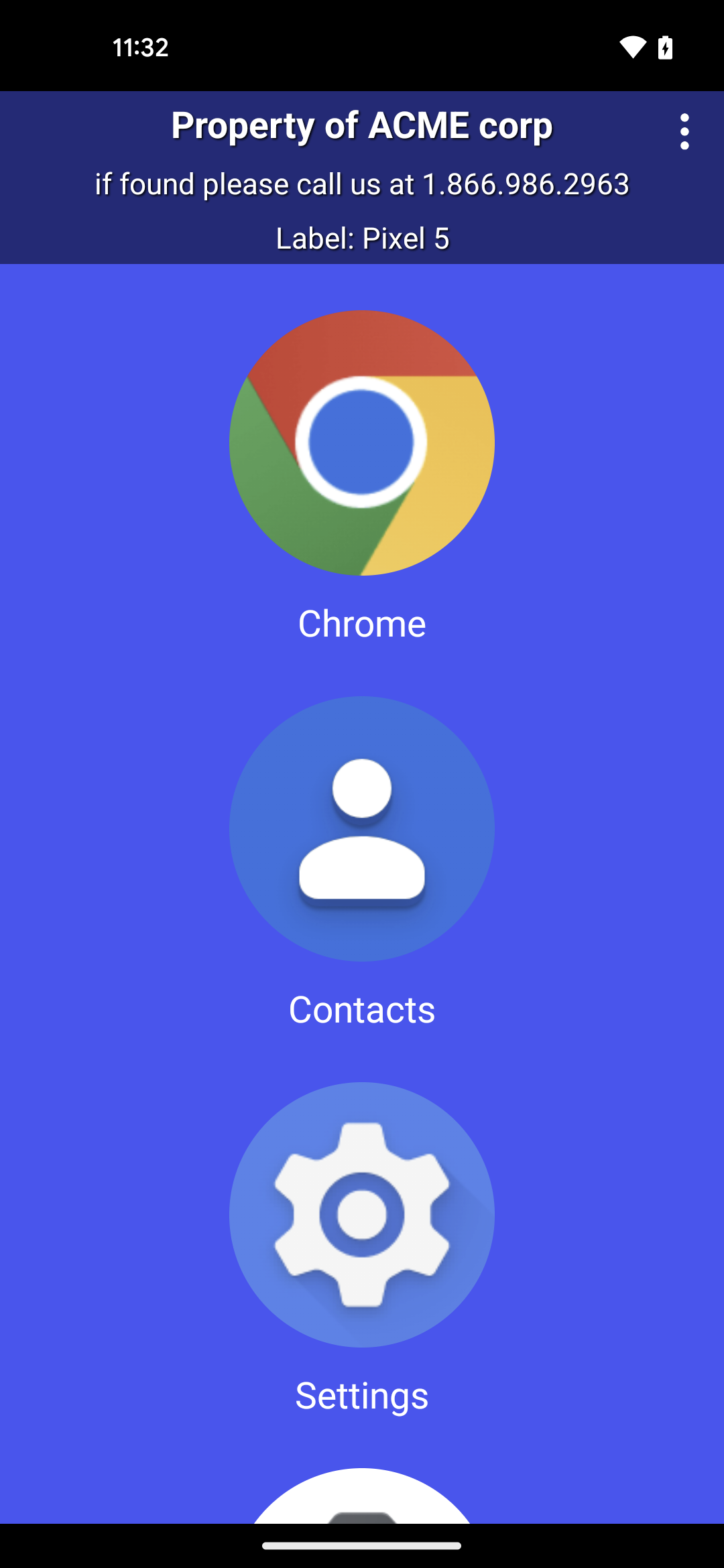 Codeproof Android MDM Kiosk Screen layout