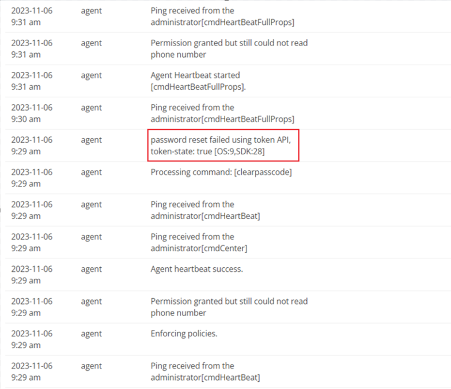 Codeproof MDM Log