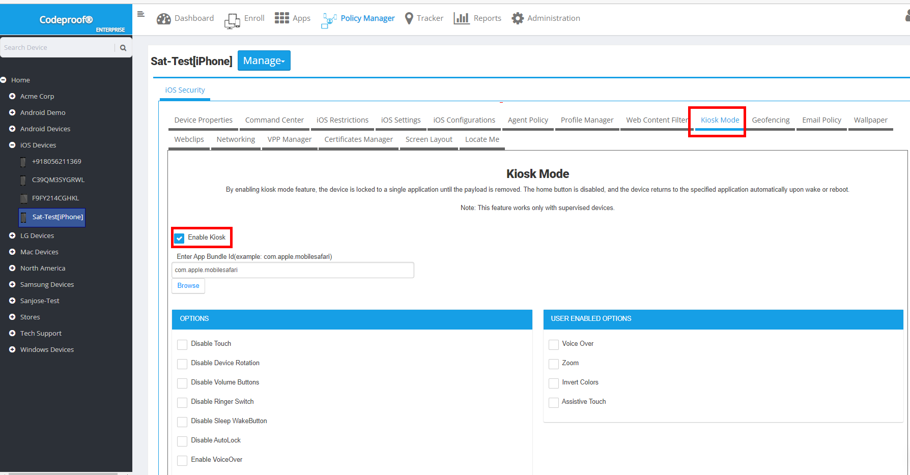 Single App Mode using Codeproof MDM