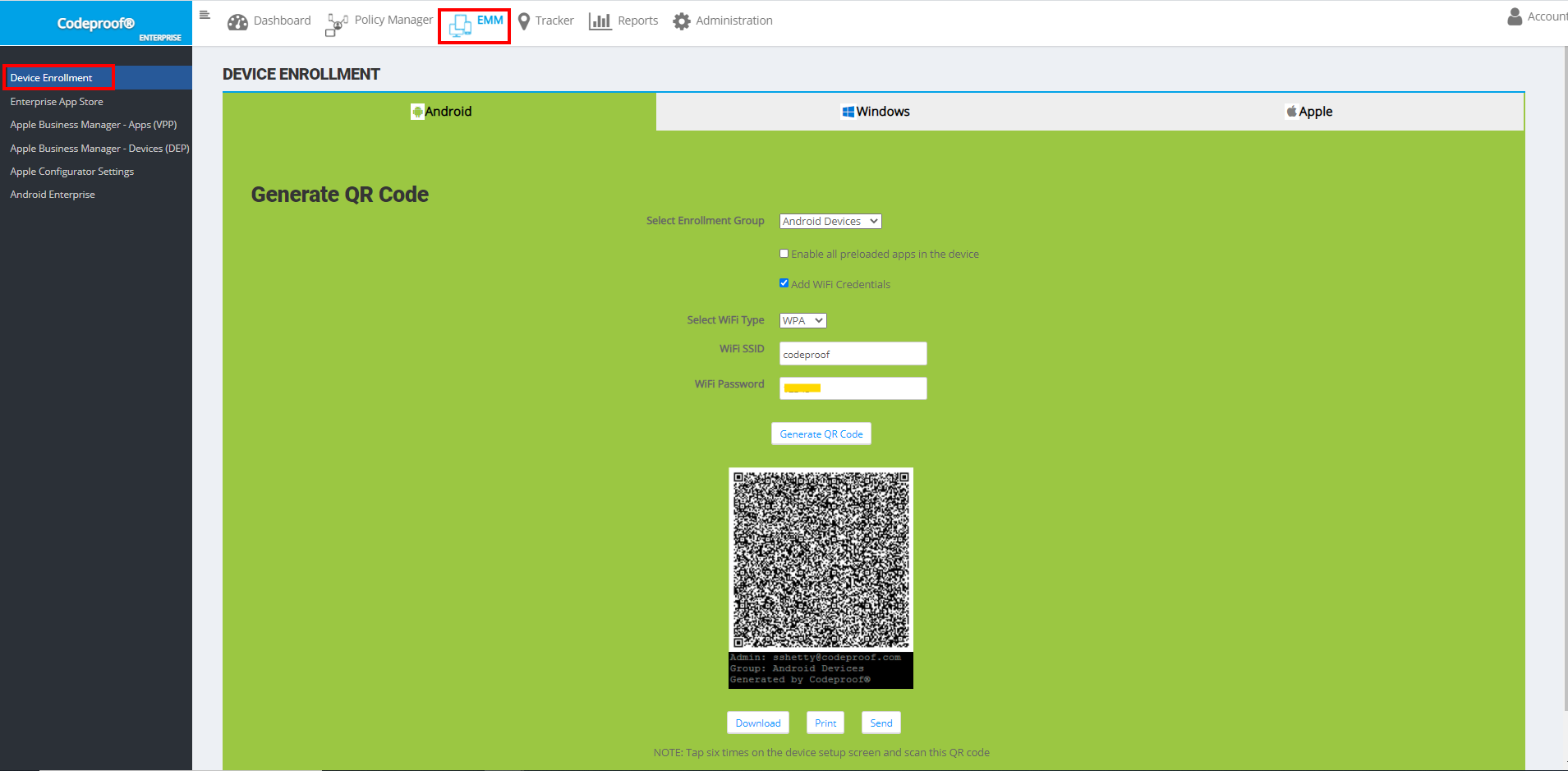 Android Enterprise Enrollment QR Code