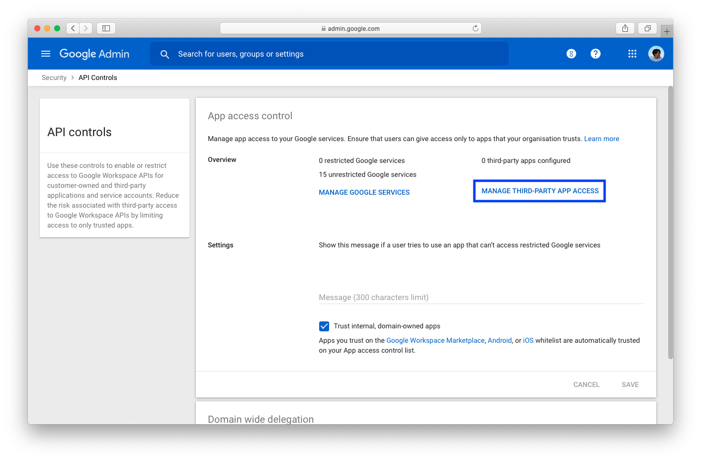 Google Workspace Admin API Controls