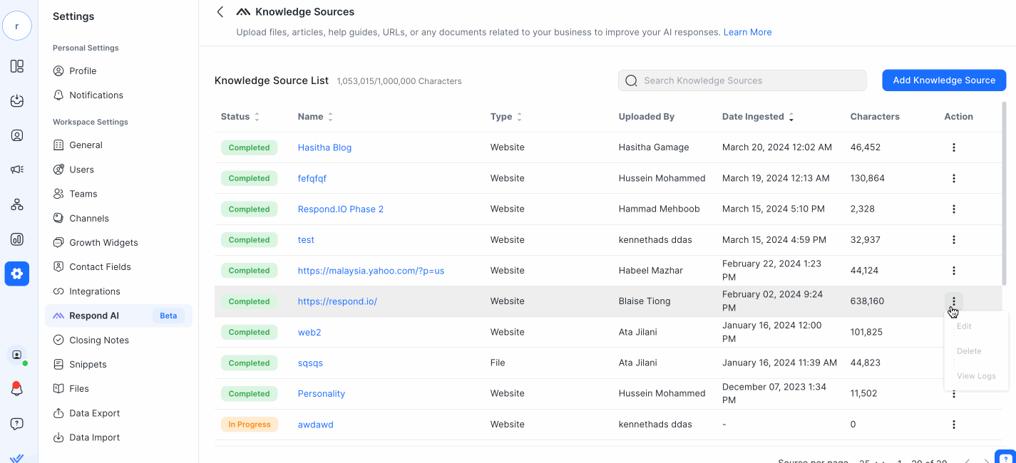 Viewing logs