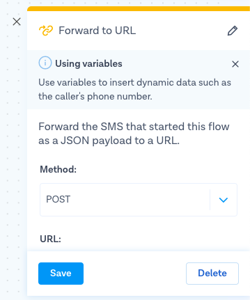 MessageBird Configure Forward to URL