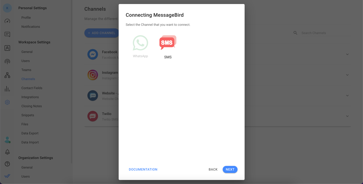 Connecting MessageBird SMS to respond.io