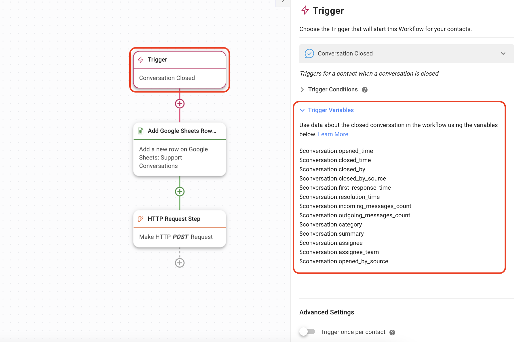 Workflows’ Trigger Variables