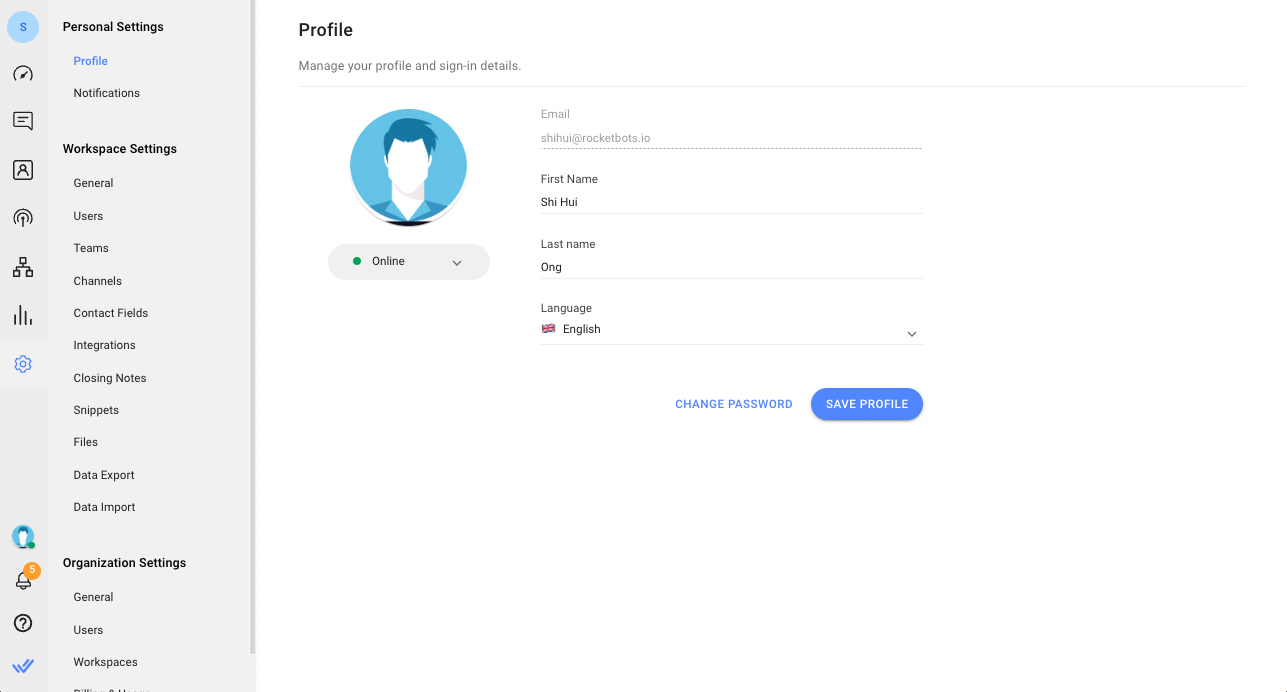 Página de perfil de usuario
