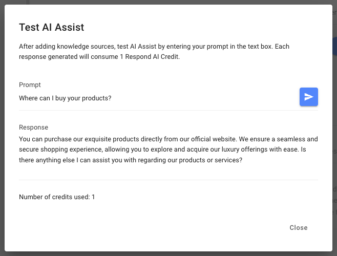 Test AI Assist Persona - Luxury Goods Example