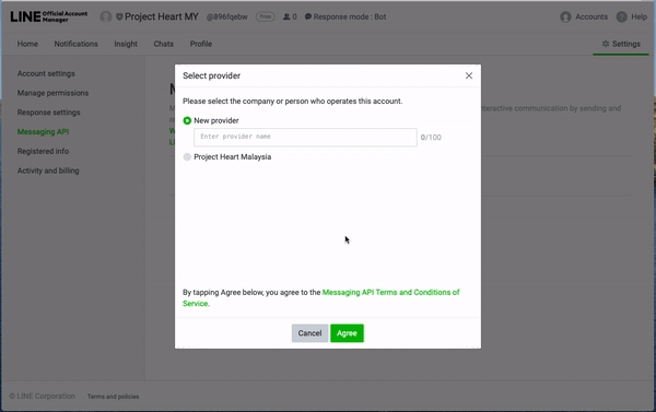 Configurando la cuenta oficial de LINE