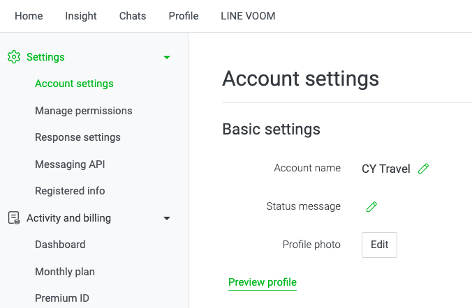 Account settings page - Profile photo