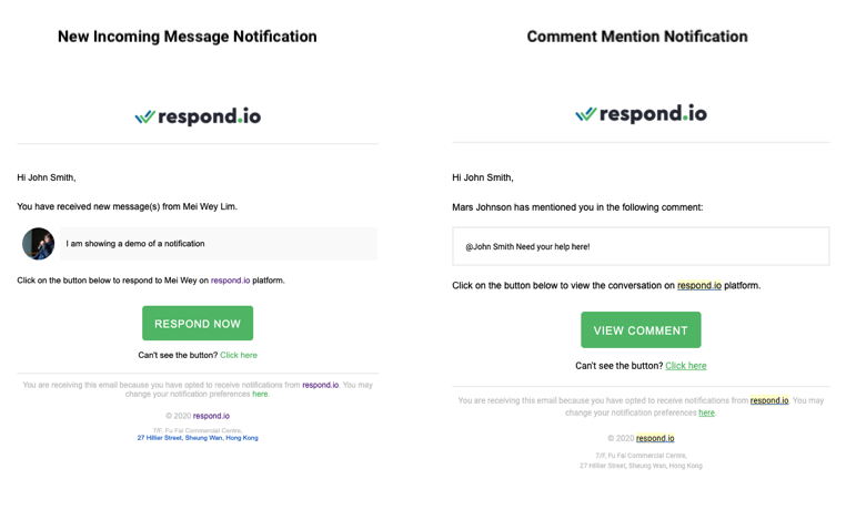 Examples of Email Notifications