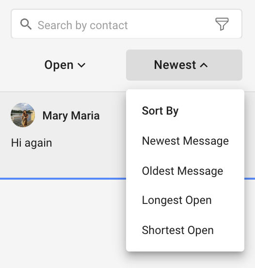 respond.io messages module Contact Search, Sort & Filter