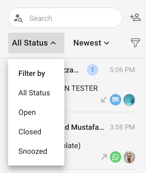 respond.io messages module Contact Search, Sort & Filter