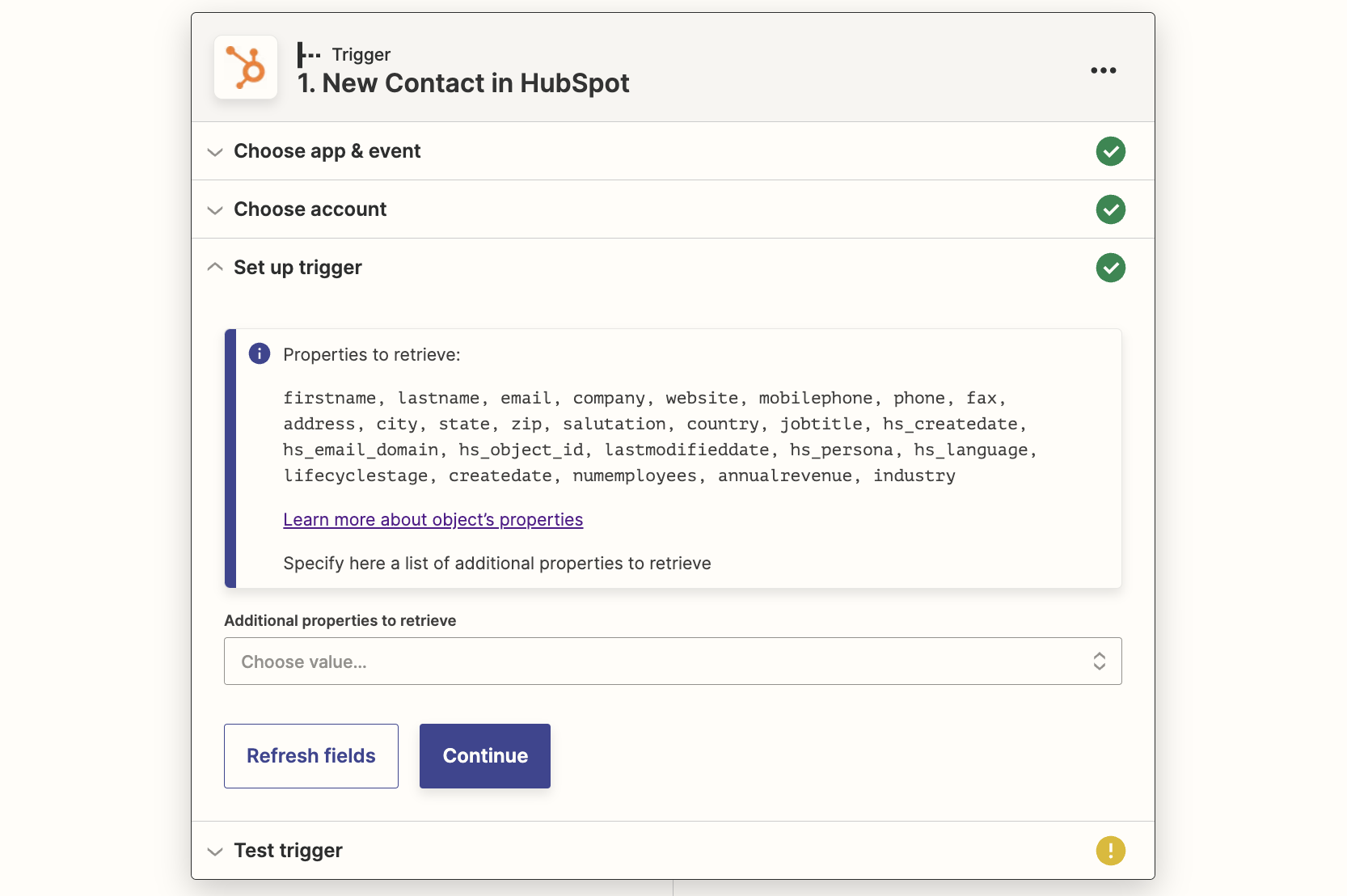 HubSpot Trigger setup