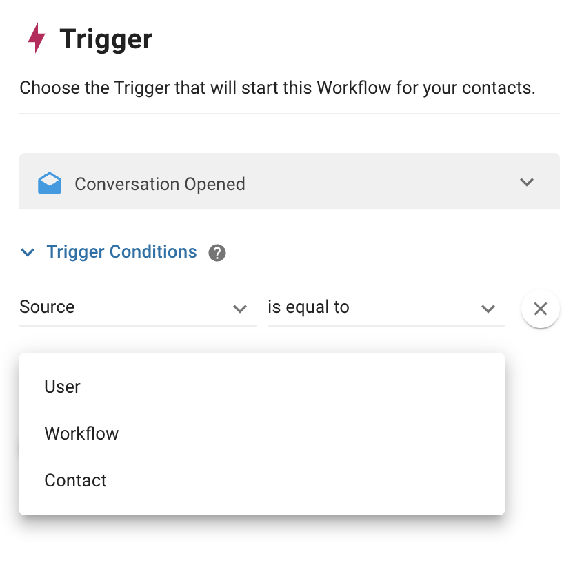 screenshot showing the options for trigger source
