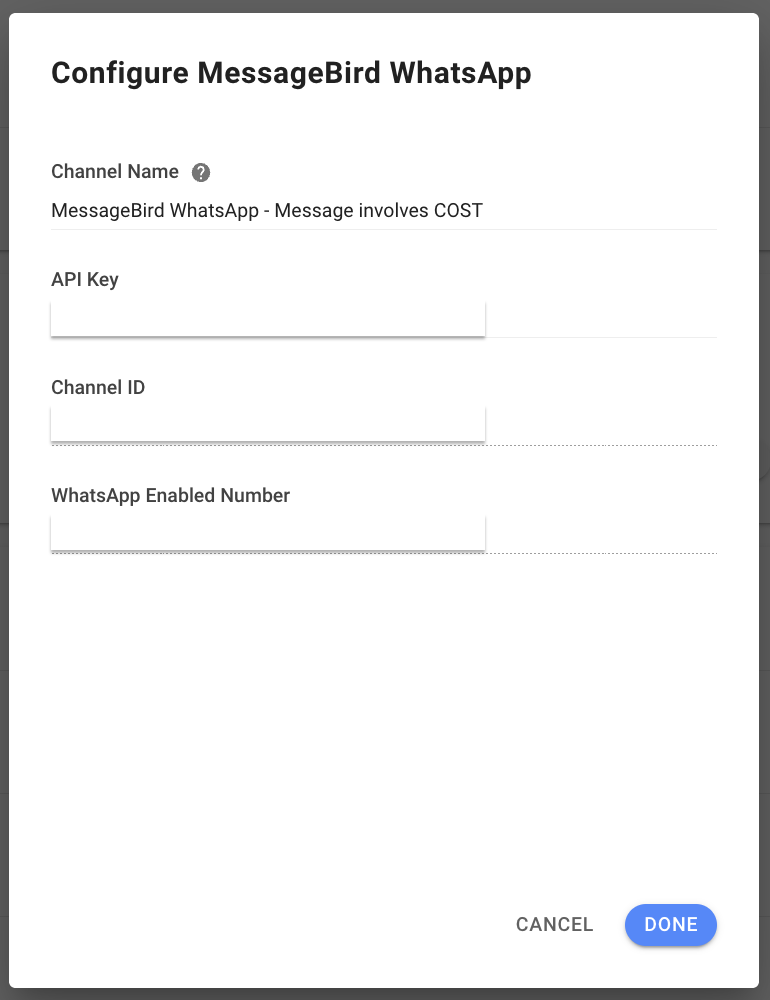 MessageBird Channel Configuration in respond.io settings