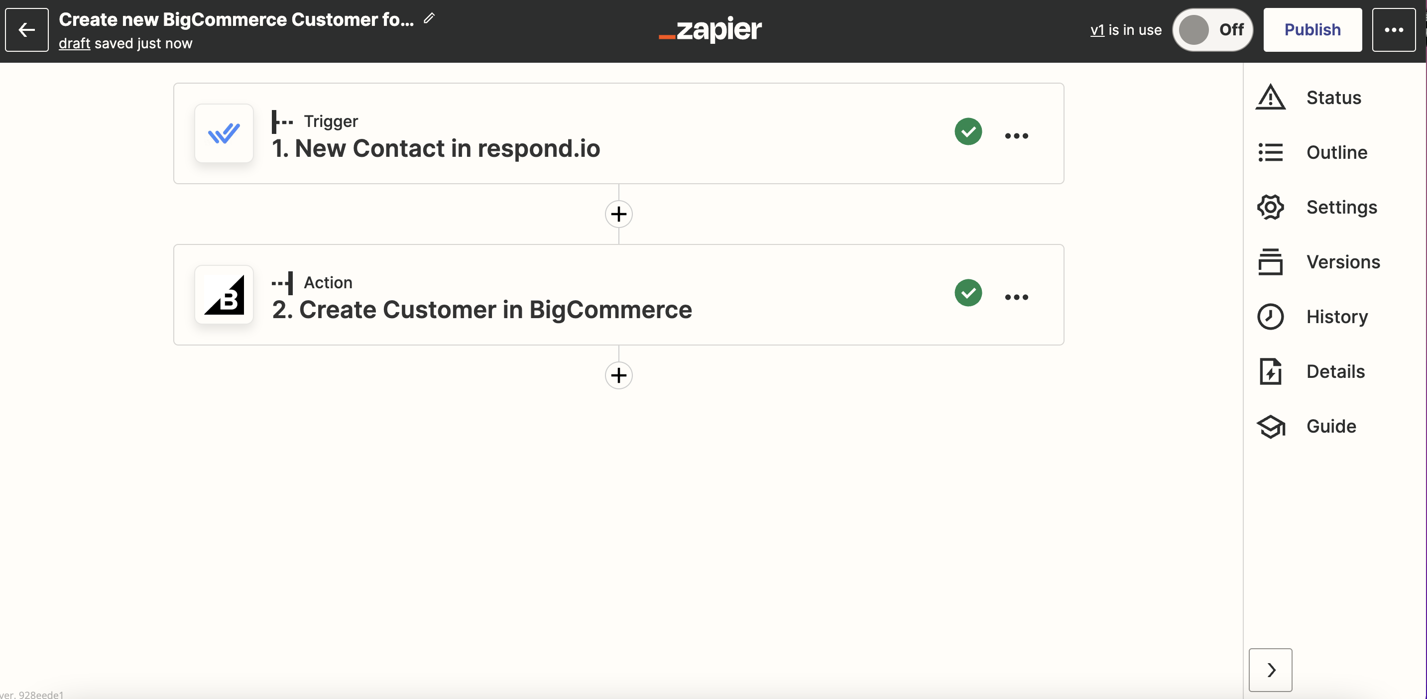 screenshot of Zapier template to add contacts as customers