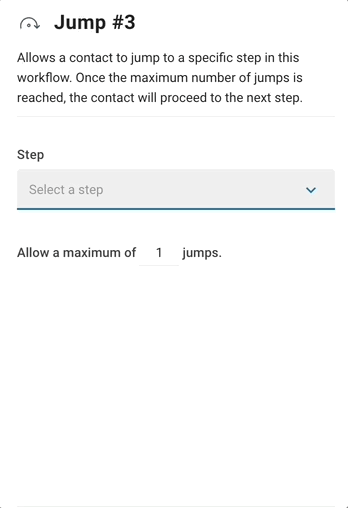 gif showing how to use the jump step in a workflow