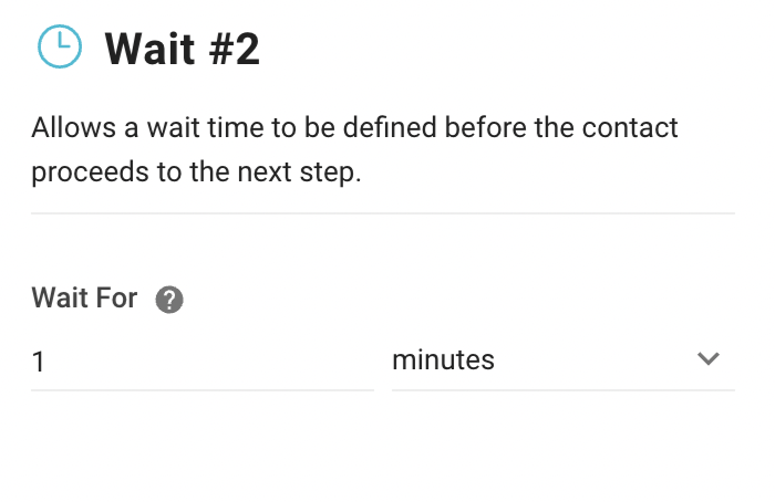 screenshot showing the wait step in a workflow