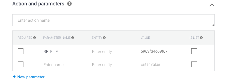 screenshot showing how to use dialogflow parameters to send files