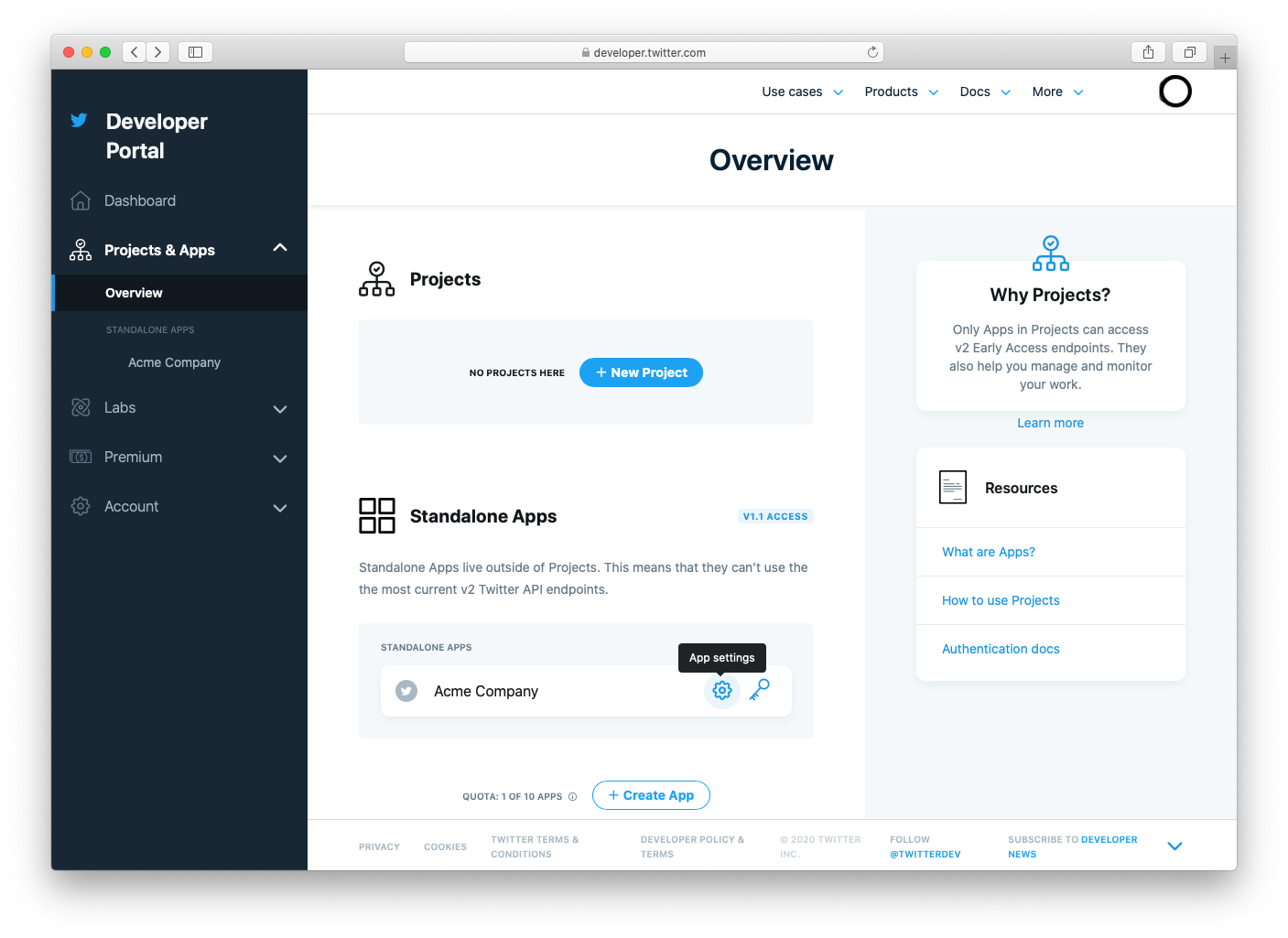 Twitter developer portal overview