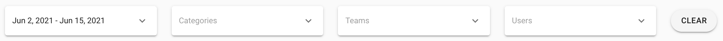 screenshot of conversation filters in the reports dashboard
