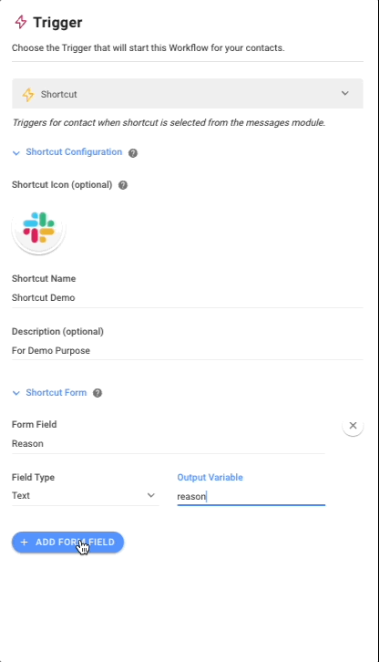 screenshot showing how to add variable output to a form