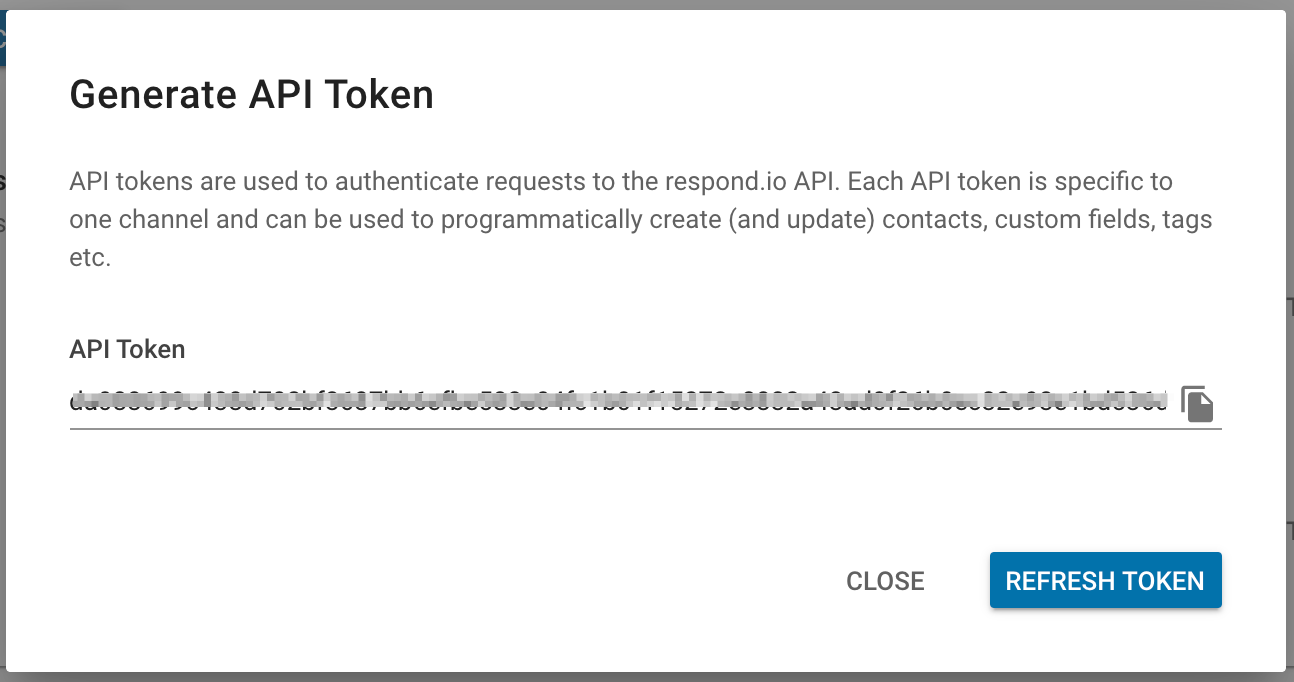 screenshot showing how to refresh an API token