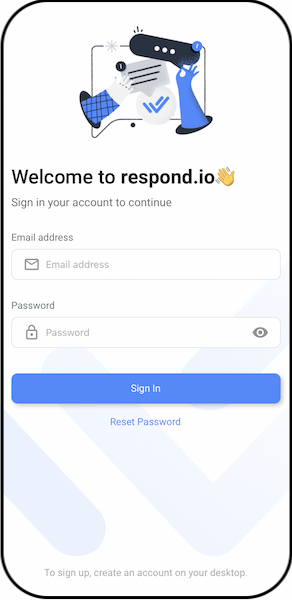 تسجيل الدخول إلى حساب response.io