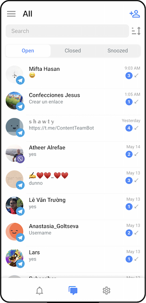 Messages tab