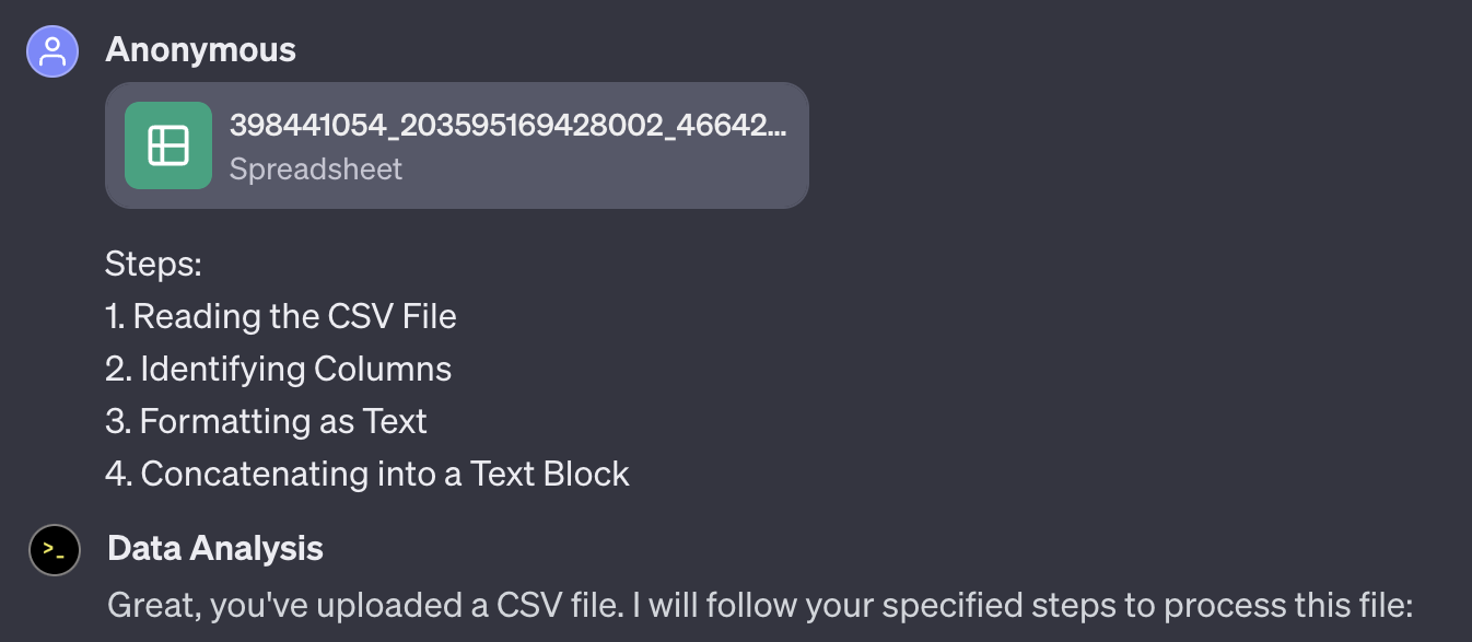 Samples of instructions in Data Analysis