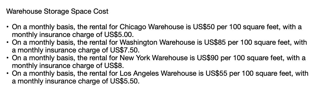 Storage space costs in text format