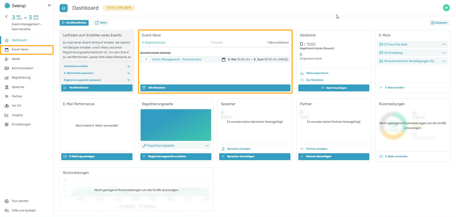 Dashboard - Event-Serien